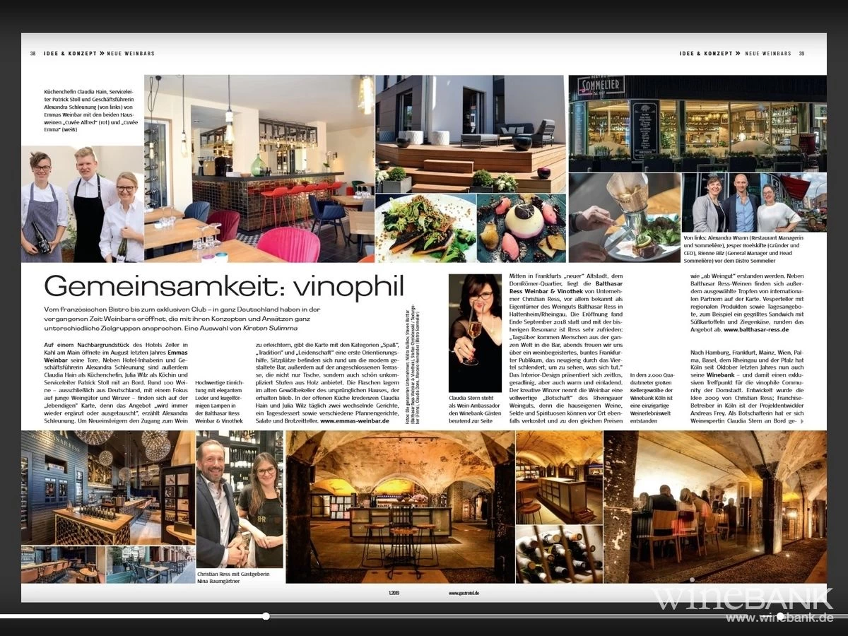 Bericht Im Fachmagazin Gastro Winebank Koln